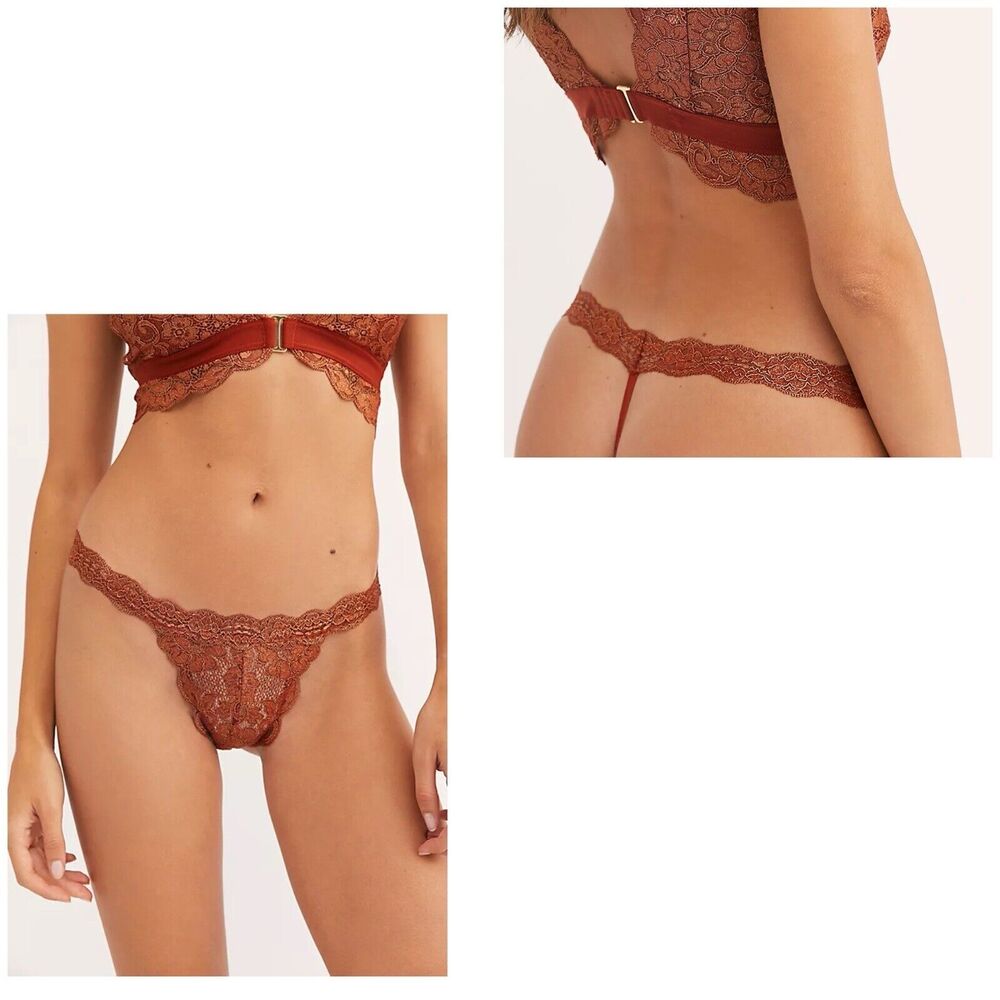 Free People HAH String Me A Thong Soft Pink Stretch Lacey‎ Size XL NWT
